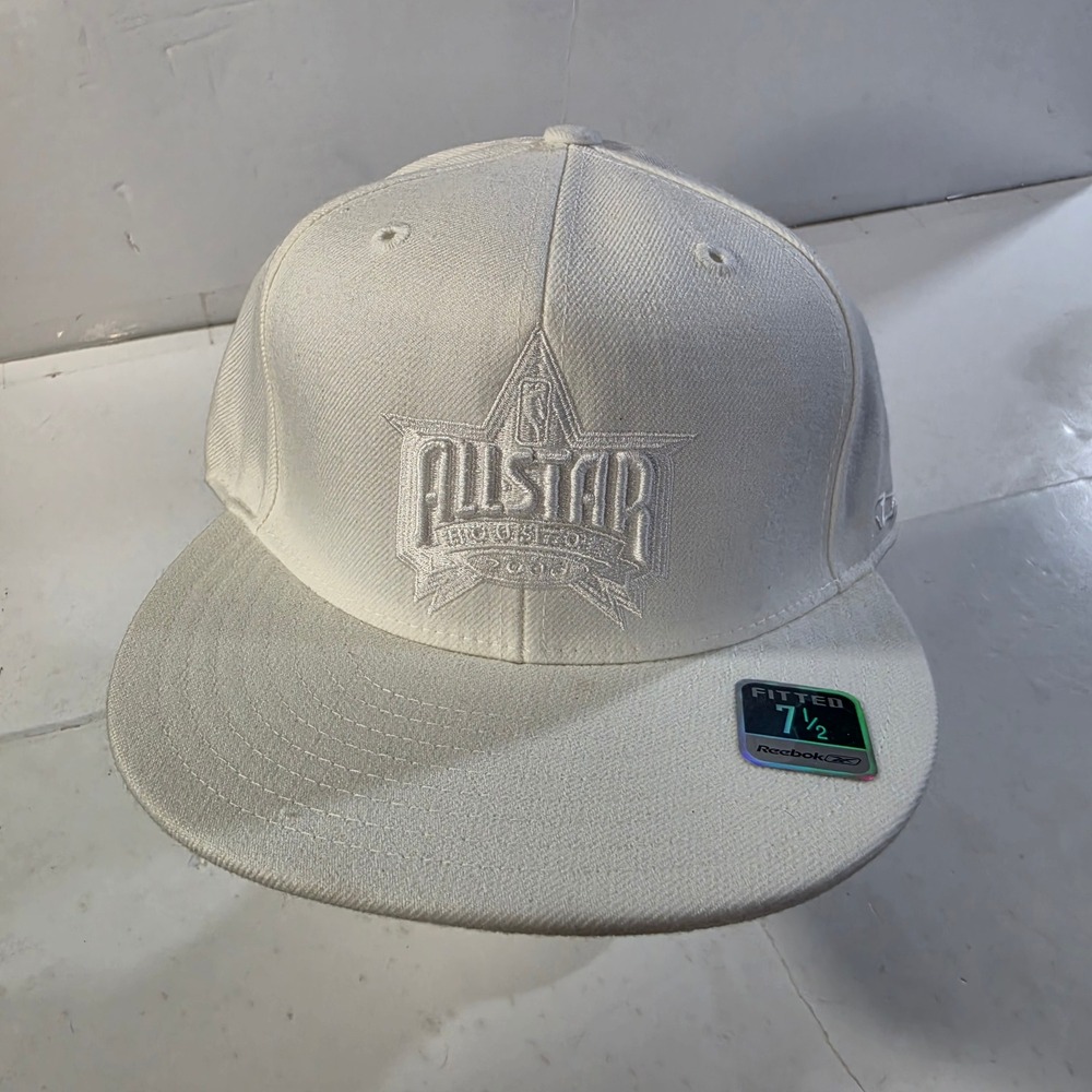 Vintage Reebok NBA All Star Houston 2006 Fitted Hat White Tonal Size 7 1/2 Cap
